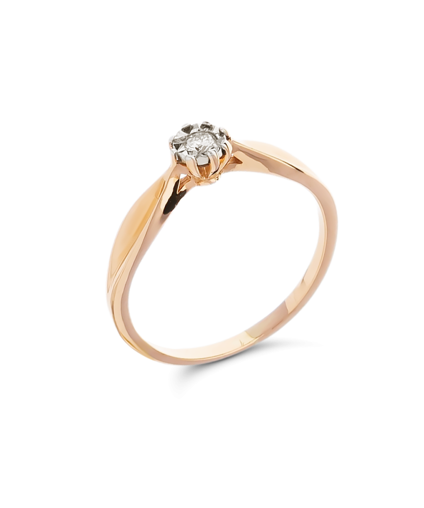 Auksinis žiedas su briliantu - Auksiniai Žiedai su brangakmeniais - Goldinga