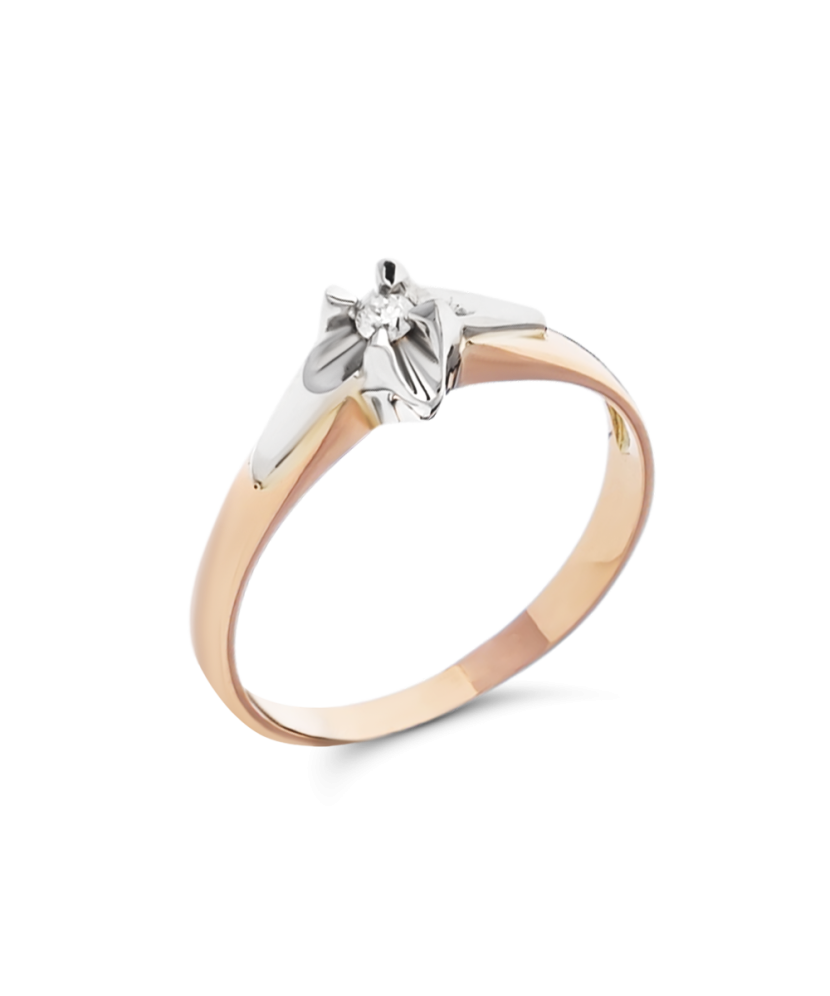 Auksinis žiedas su briliantu - Auksiniai Žiedai su brangakmeniais - Goldinga