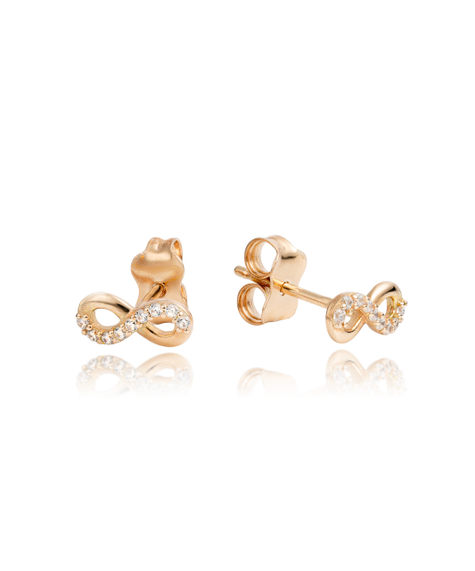 Auksiniai auskarai su cirkoniais "Begalybė" - Auksiniai auskarai - Goldinga