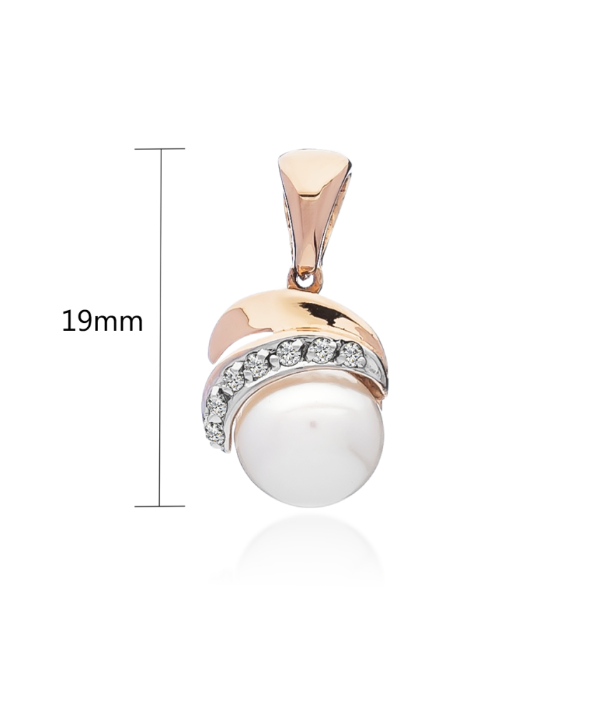 Auksinis pakabukas su perlu ir cirkoniais - Perlų pakabukai - Goldinga