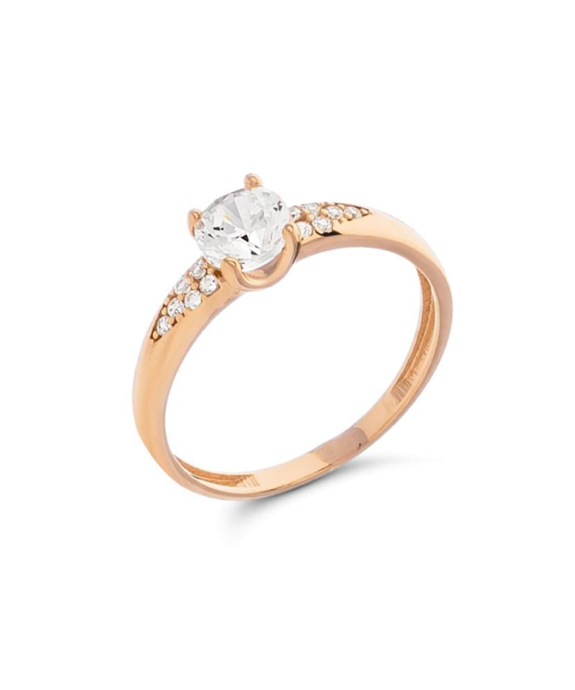 Auksinis žiedas su cirkoniais - Auksiniai žiedai - Goldinga