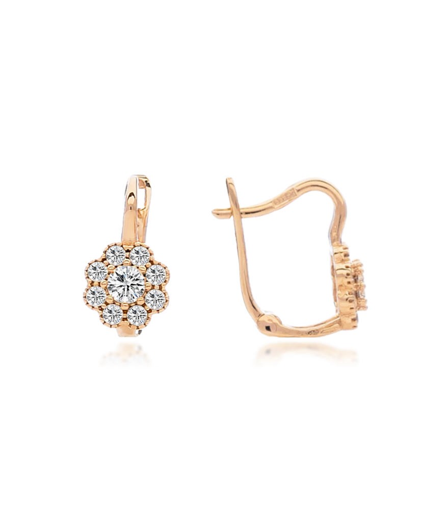 Auksiniai vaikiški auskarai su cirkoniais "Gėlytės" - Vaikiški auskarai - Goldinga