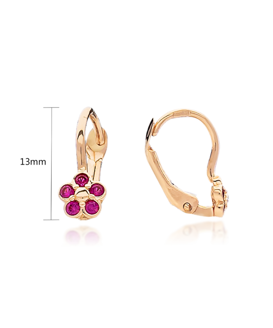 Auksiniai vaikiški auskarai su cirkoniais "Gėlytės" - Vaikiški auskarai - Goldinga