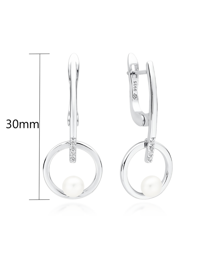 Sidabriniai auskarai su perlais ir cirkoniais - Auskarai su perlais - Goldinga