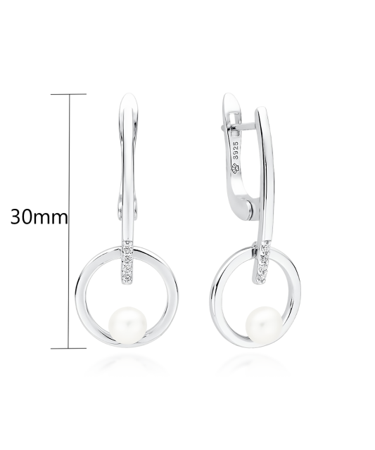 Sidabriniai auskarai su perlais ir cirkoniais - Auskarai su perlais - Goldinga