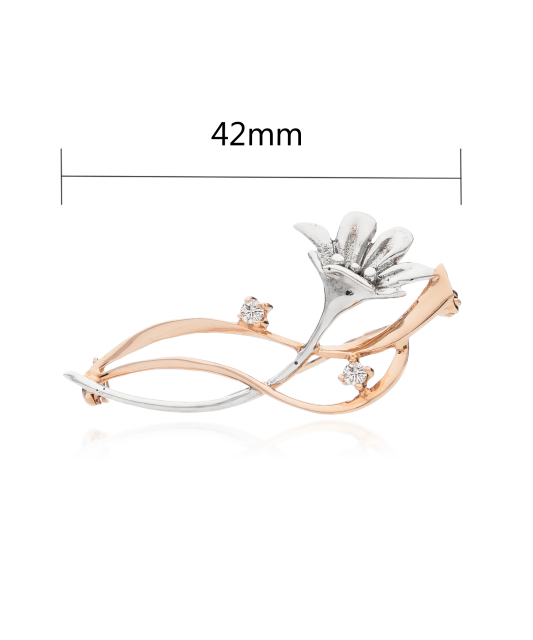 Auksinė Sagė Su Cirkoniais "Gėlė" - Sagės - Goldinga