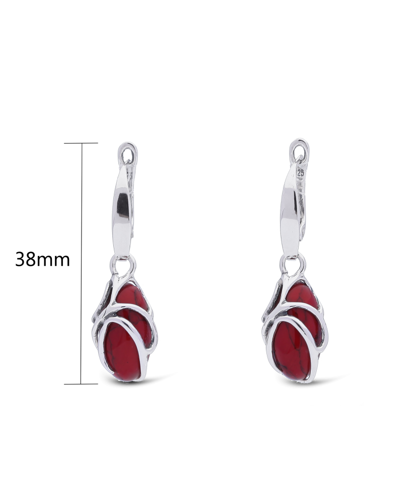 Sidabriniai auskarai su koralu - Sidabriniai auskarai - Goldinga