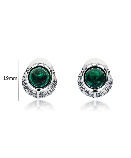 Sidabriniai auskarai su malachitu - Sidabriniai auskarai - Goldinga