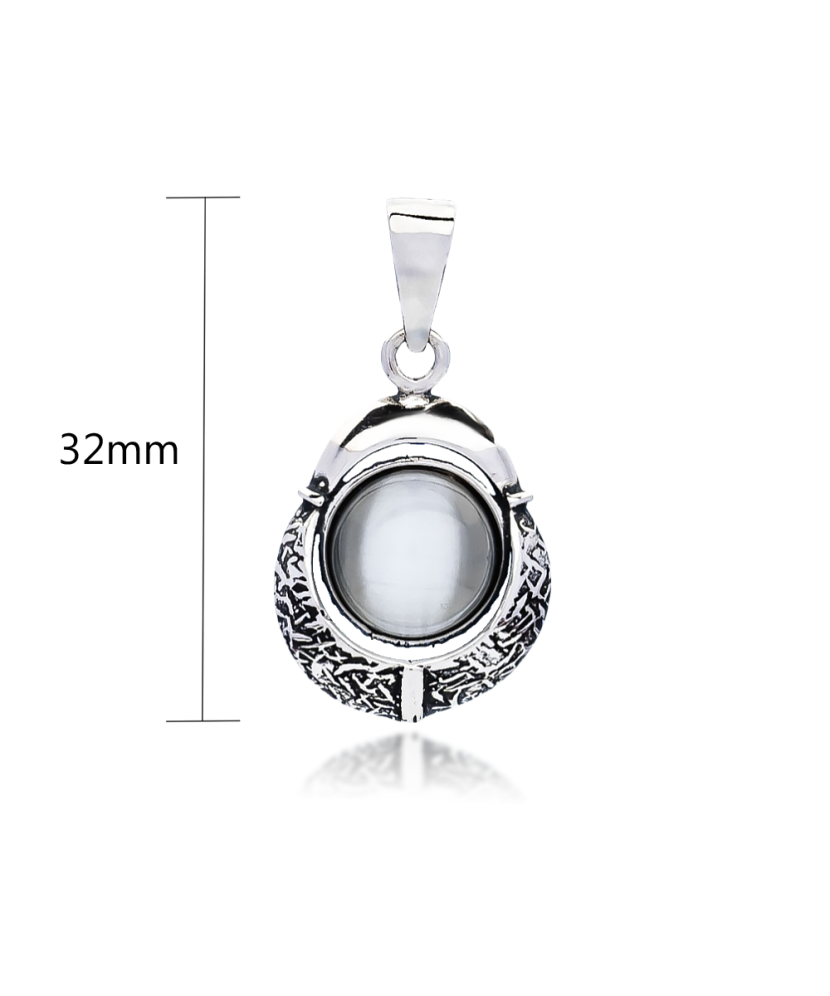 Sidabrinis pakabukas su katės akies akmeniu - Sidabriniai pakabukai - Goldinga