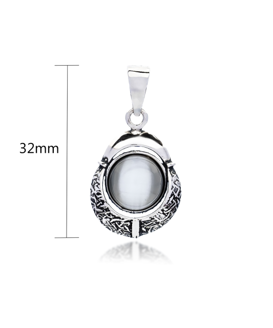 Sidabrinis pakabukas su katės akies akmeniu - Sidabriniai pakabukai - Goldinga