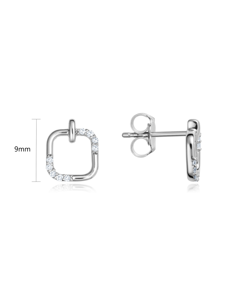 Balto aukso auskarai su deimantais - Auksiniai Auskarai su brangakmeniais - Goldinga