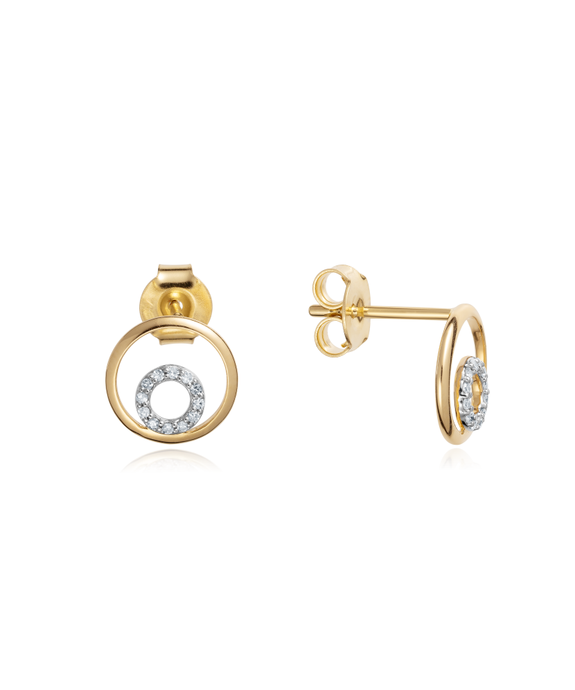 Geltono aukso auskarai su deimantais - Auksiniai Auskarai su brangakmeniais - Goldinga