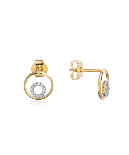 Geltono aukso auskarai su deimantais - Auksiniai Auskarai su brangakmeniais - Goldinga