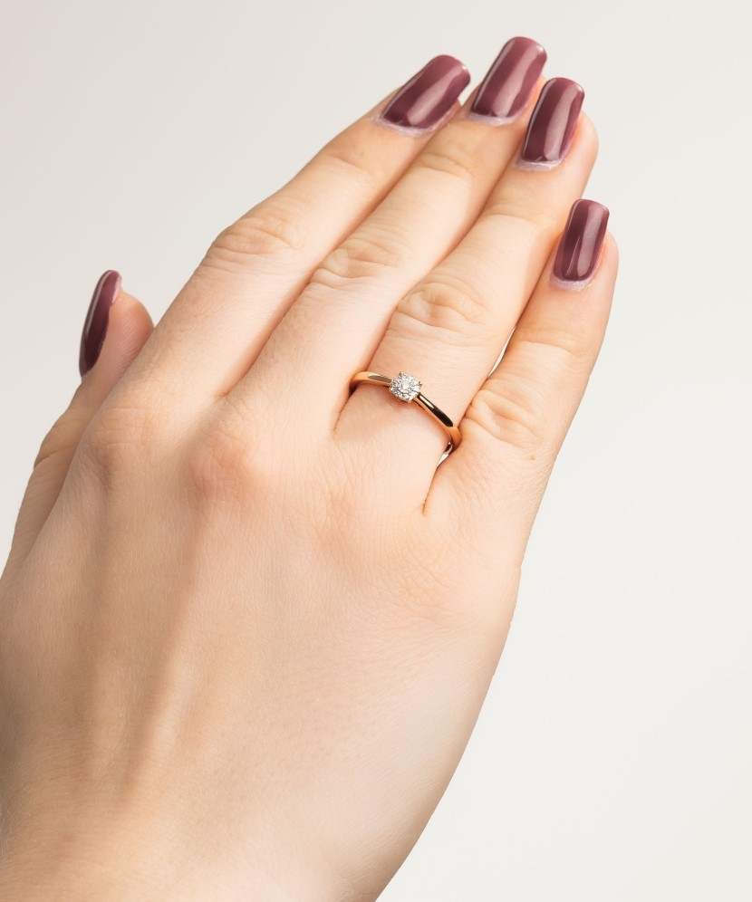 Auksinis žiedas su deimantais - Auksiniai Žiedai su brangakmeniais - Goldinga