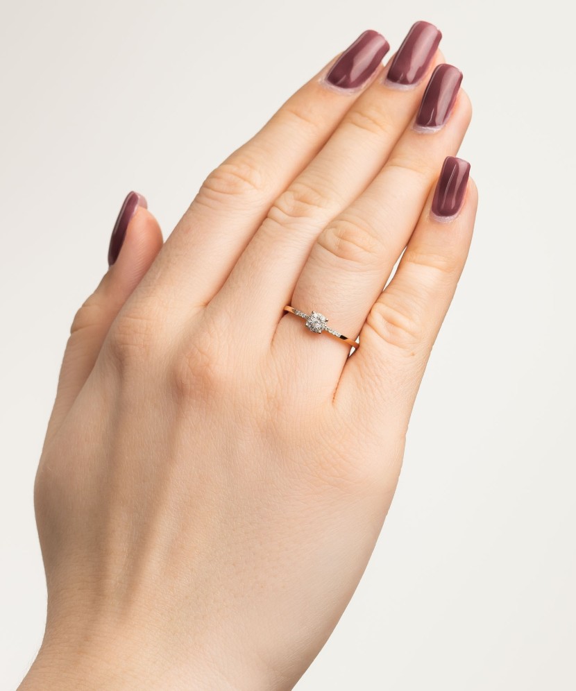 Auksinis žiedas su deimantais - Auksiniai Žiedai su brangakmeniais - Goldinga