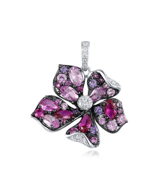 Sidabrinis pakabukas su cirkoniais "Gėlė" - Sidabriniai pakabukai - Goldinga