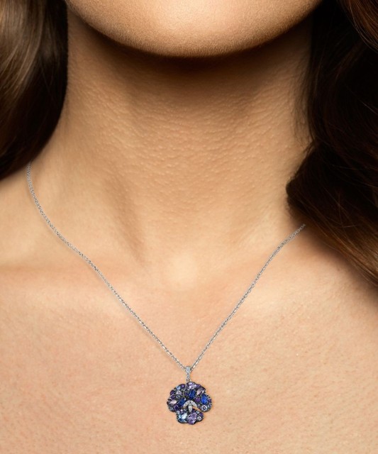 Sidabrinis pakabukas su cirkoniais ir špineliais "Gėlė" - Sidabriniai pakabukai - Goldinga