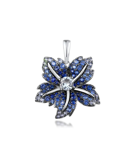 Sidabrinis pakabukas su cirkoniais ir špineliais "Gėlė" - Sidabriniai pakabukai - Goldinga