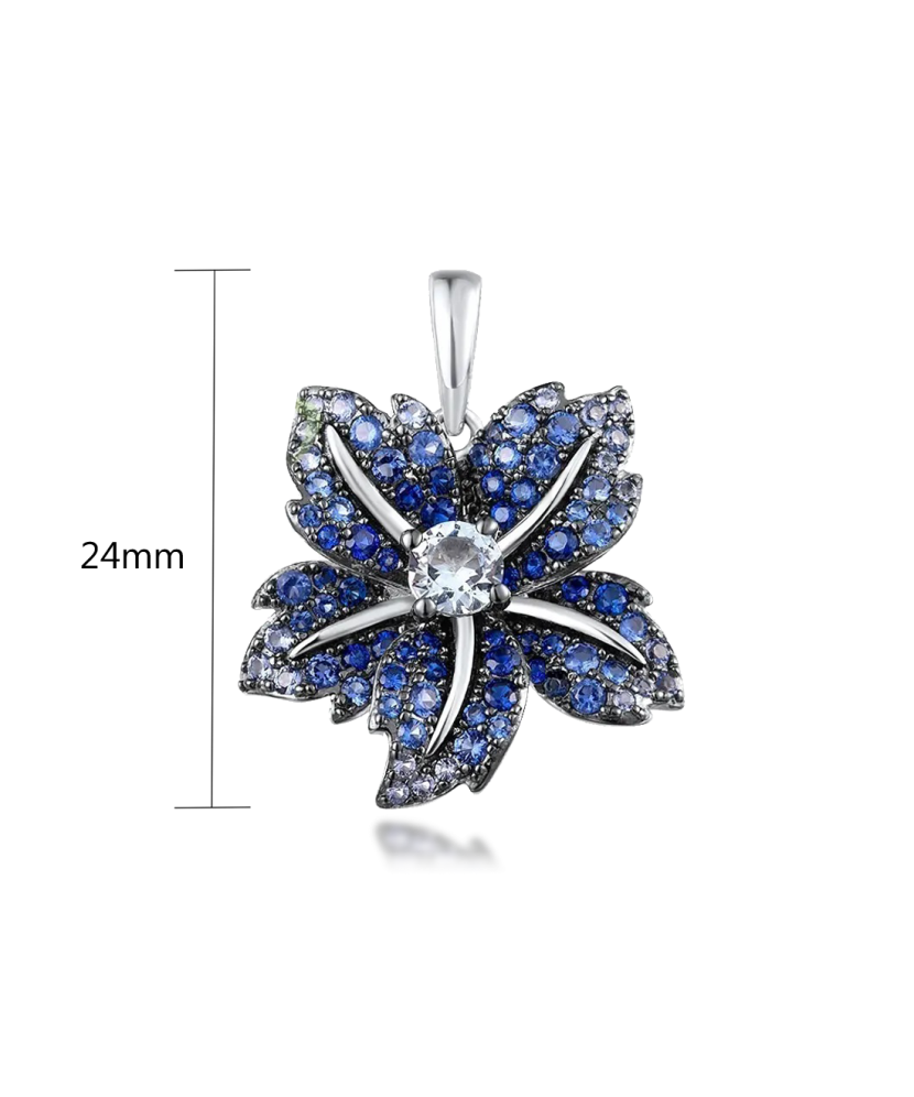 Sidabrinis pakabukas su cirkoniais ir špineliais "Gėlė" - Sidabriniai pakabukai - Goldinga