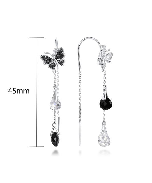 Sidabriniai auskarai su oniksu ir cirkoniais - Vasaros kolekcija - Goldinga