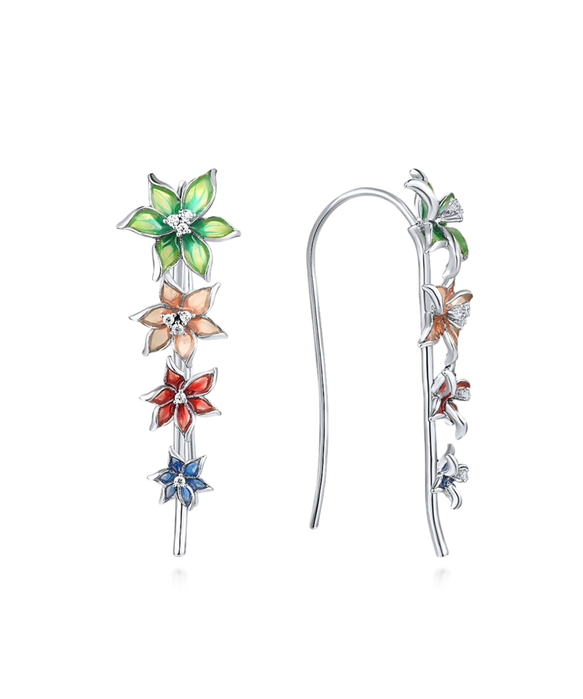 Sidabriniai auskarai su emale - Vasaros kolekcija - Goldinga