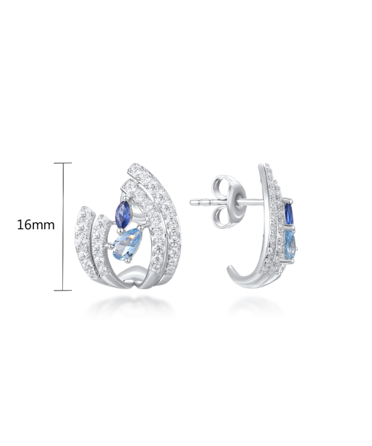 Sidabriniai auskarai su cirkoniais ir špineliais