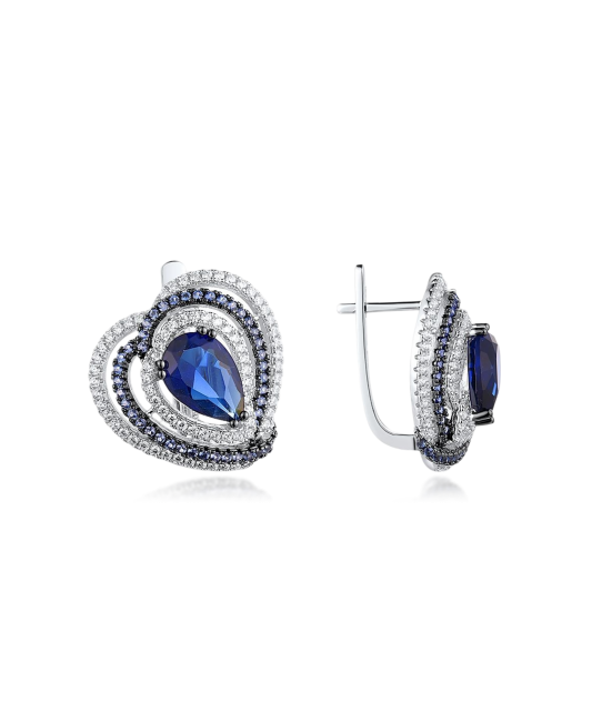 Sidabriniai auskarai su cirkoniais ir špineliais - Sidabriniai auskarai - Goldinga