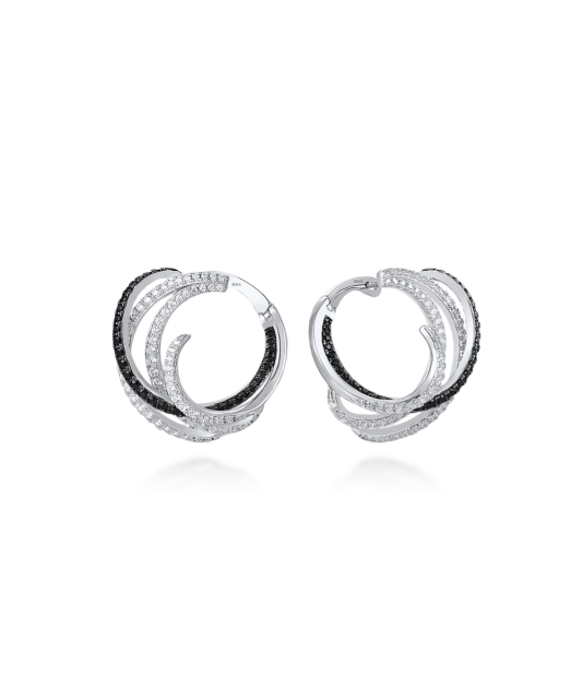 Sidabriniai auskarai su cirkoniais ir špineliais