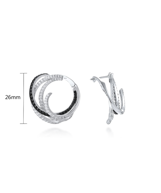 Sidabriniai auskarai su cirkoniais ir špineliais