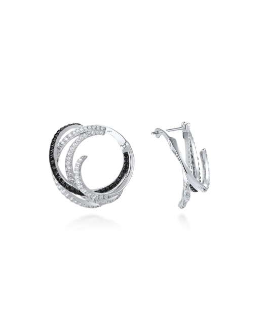 Sidabriniai auskarai su cirkoniais ir špineliais