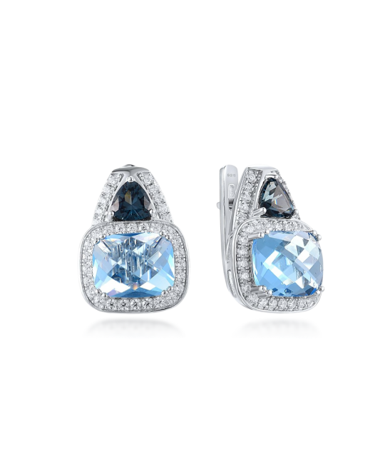 Sidabriniai auskarai su cirkoniais ir špineliais