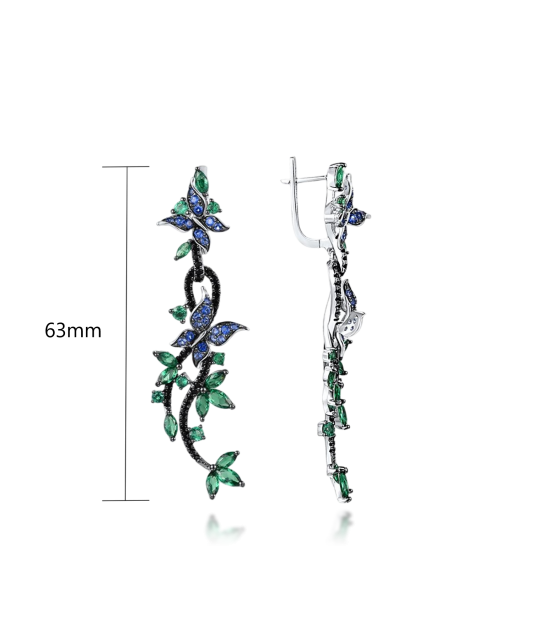 Sidabriniai auskarai su cirkoniais ir špineliais - Vasaros kolekcija - Goldinga