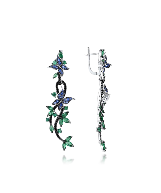 Sidabriniai auskarai su cirkoniais ir špineliais - Vasaros kolekcija - Goldinga