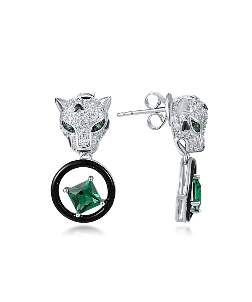 Sidabriniai auskarai su cirkoniais ir špineliais