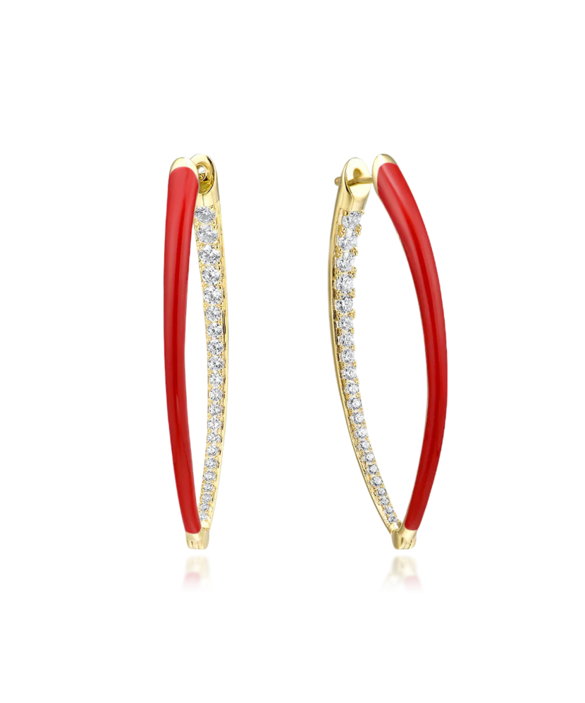 Paauksuoti Sidabriniai auskarai su cirkoniais ir emale