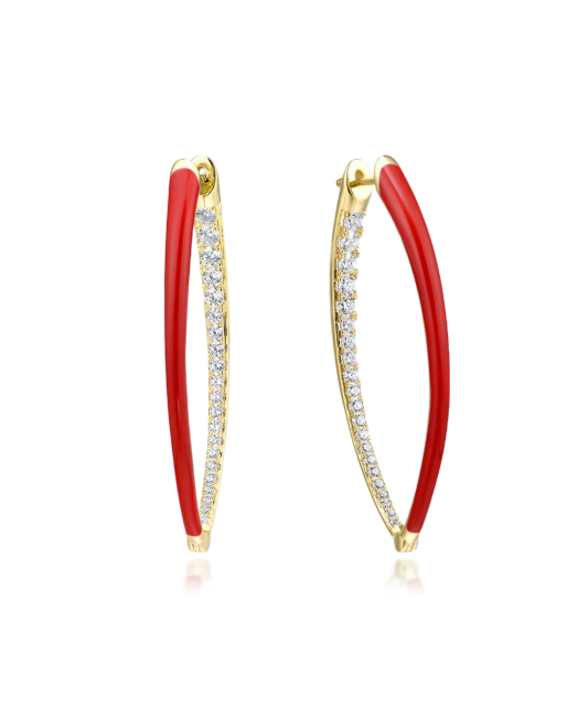 Paauksuoti Sidabriniai auskarai su cirkoniais ir emale