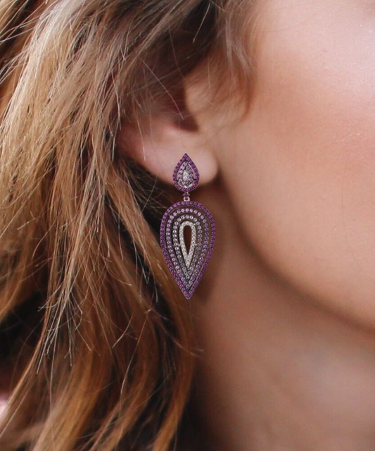 Sidabriniai auskarai su nano safyrais