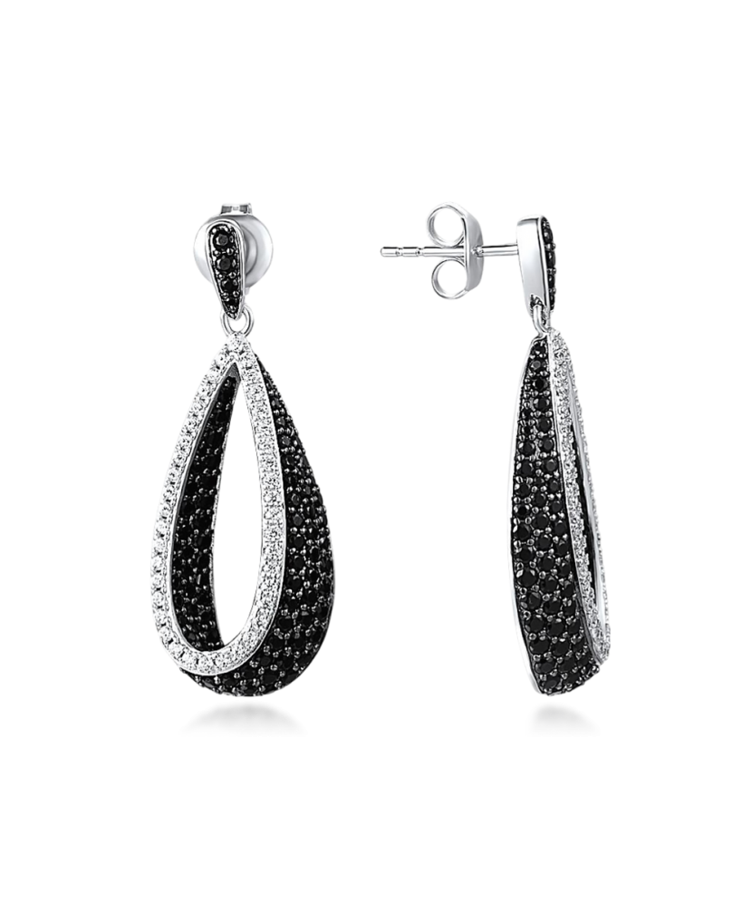 Sidabriniai auskarai su cirkoniais ir špineliais - Sidabriniai auskarai - Goldinga