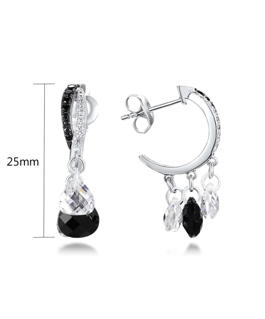 Sidabriniai auskarai su oniksu ir špineliais - Sidabriniai auskarai - Goldinga