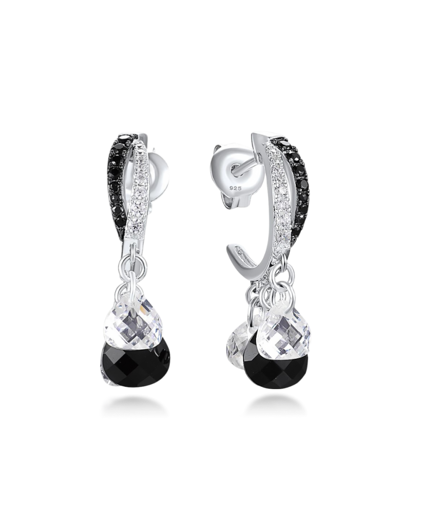 Sidabriniai auskarai su oniksu ir špineliais - Sidabriniai auskarai - Goldinga