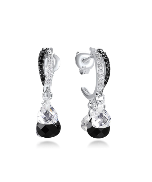 Sidabriniai auskarai su oniksu ir špineliais - Sidabriniai auskarai - Goldinga