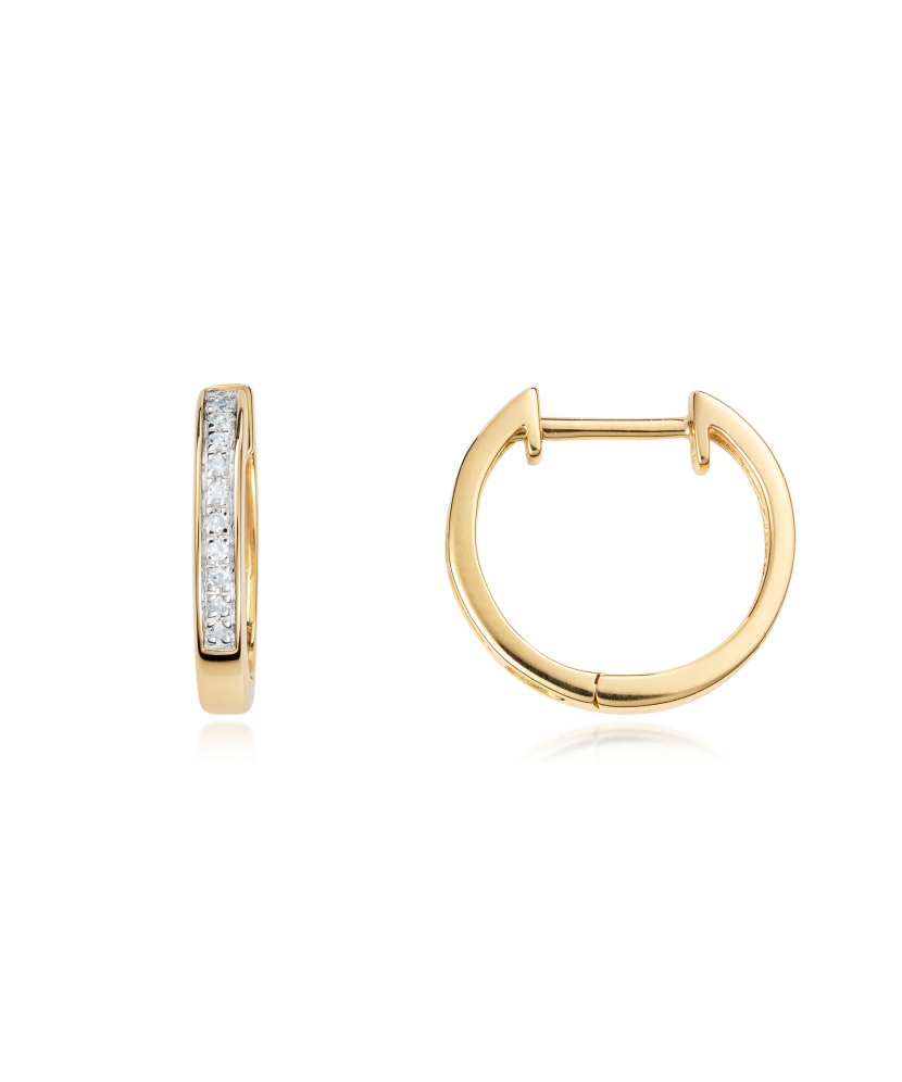 Geltono aukso auskarai su deimantais - Auksiniai Auskarai su brangakmeniais - Goldinga