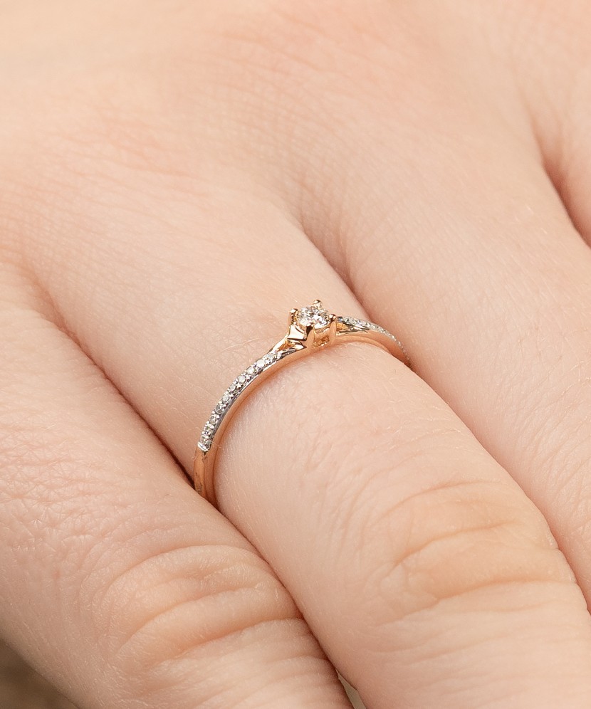 Auksinis žiedas su deimantais - Auksiniai Žiedai su brangakmeniais - Goldinga