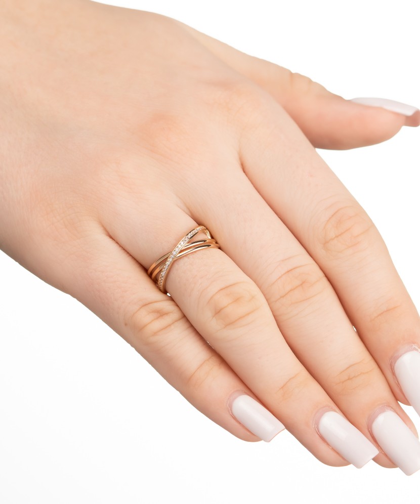 Auksinis žiedas su cirkoniais - Auksiniai žiedai - Goldinga