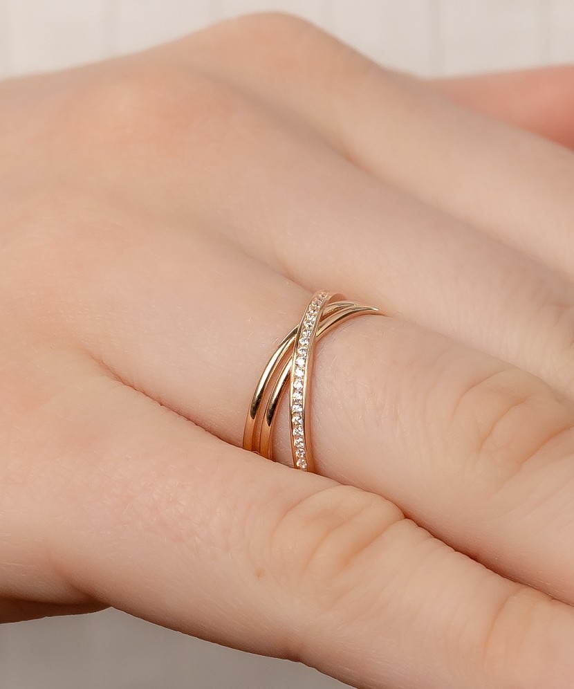 Auksinis žiedas su cirkoniais - Auksiniai žiedai - Goldinga