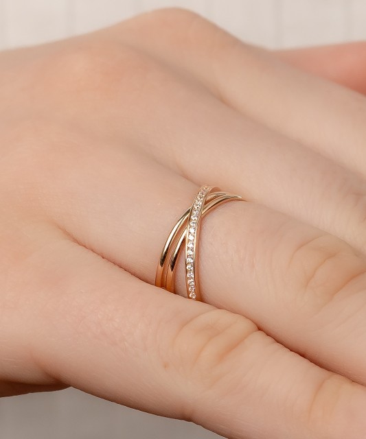 Auksinis žiedas su cirkoniais - Auksiniai žiedai - Goldinga