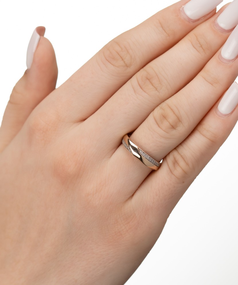 Auksinis žiedas su cirkoniais - Auksiniai žiedai - Goldinga