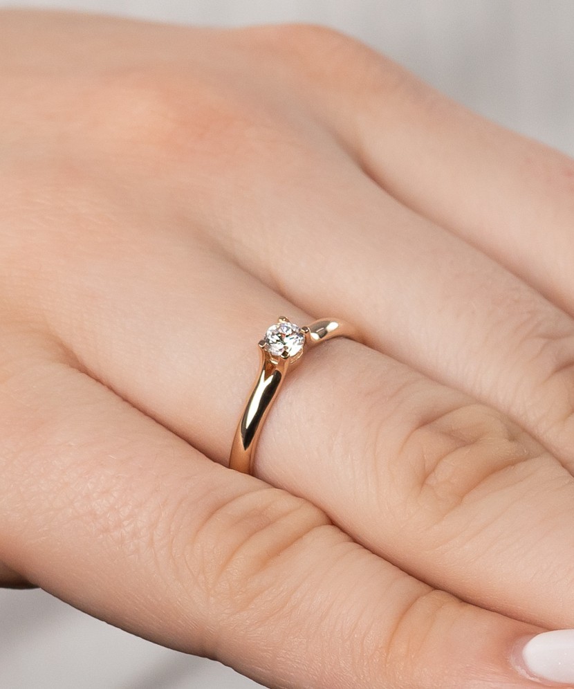 Auksinis žiedas su cirkoniu - Auksiniai žiedai - Goldinga