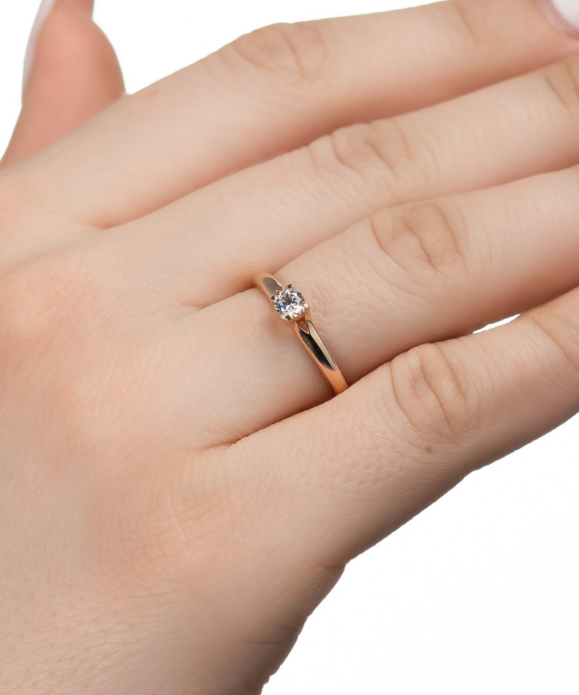 Auksinis žiedas su cirkoniu - Auksiniai žiedai - Goldinga