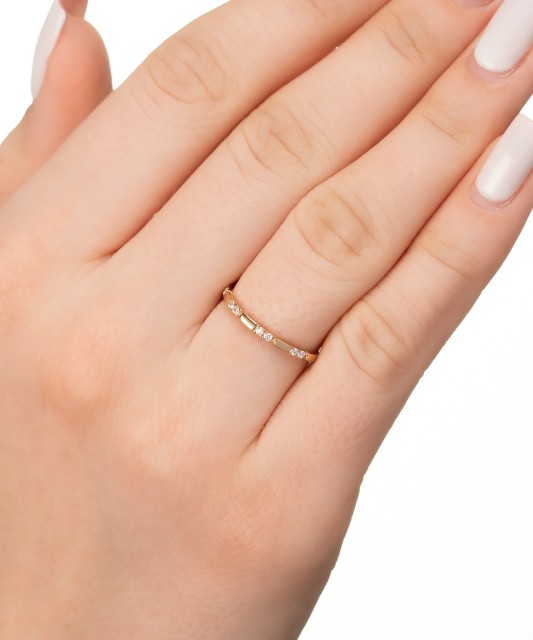 Auksinis žiedas su cirkoniais - Auksiniai žiedai - Goldinga